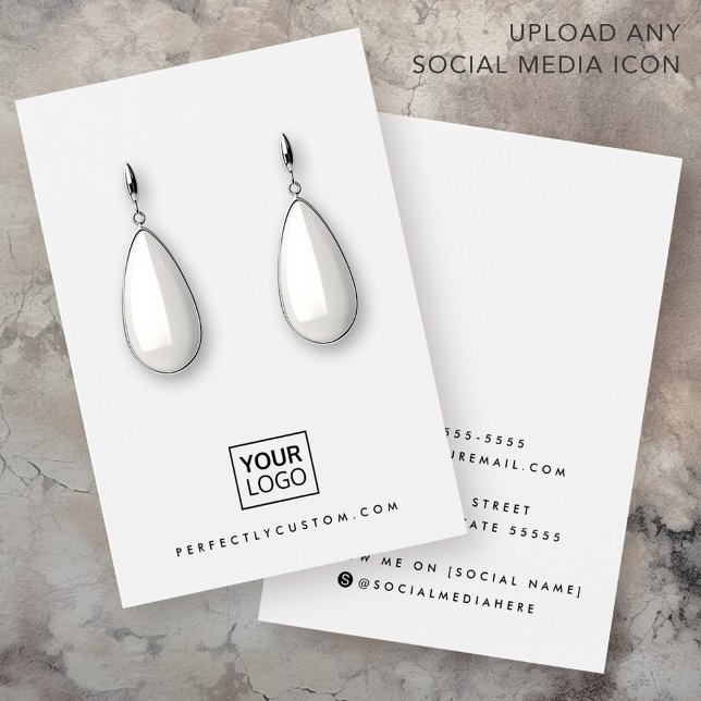 Logo personnalisé blanc toute carte d'affichage d' (White custom logo any color earring display card)