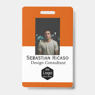 Logo personnalisé Entreprise Badge Orange Blanc pe