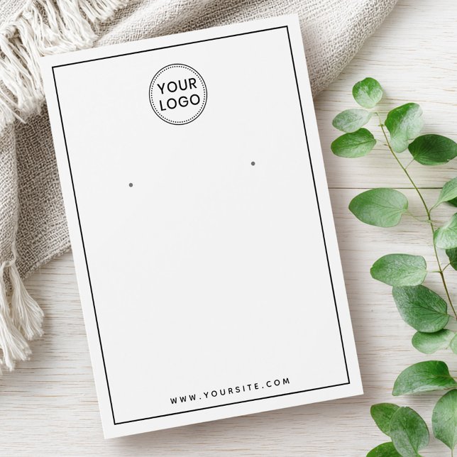 Logo personnalisé mince bordure noire carte d'affi (Custom logo thin black border earring display card)