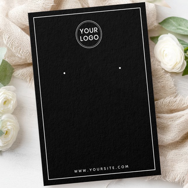 Logo personnalisé mince bordure noire carte d'affi (Custom logo thin border black earring display card)