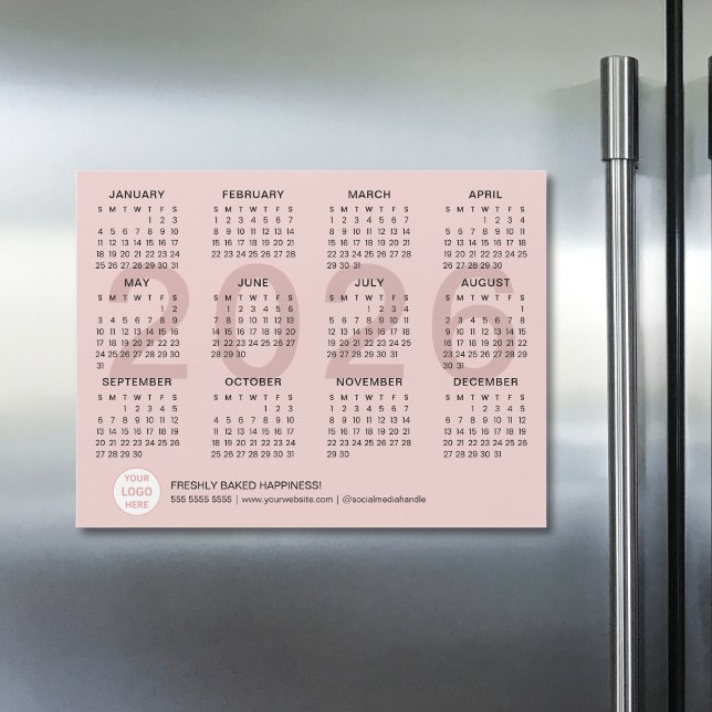 Logo personnalisé Pink Business 2026 Calendrier ma (Custom Logo Pink Business 2026 Magnetic Calendar)