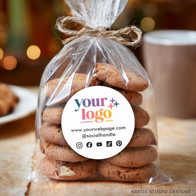 Logo Personnalisé Social Media Icons Sticker (3 inch sticker shown, personalize and choose size before checkout.)