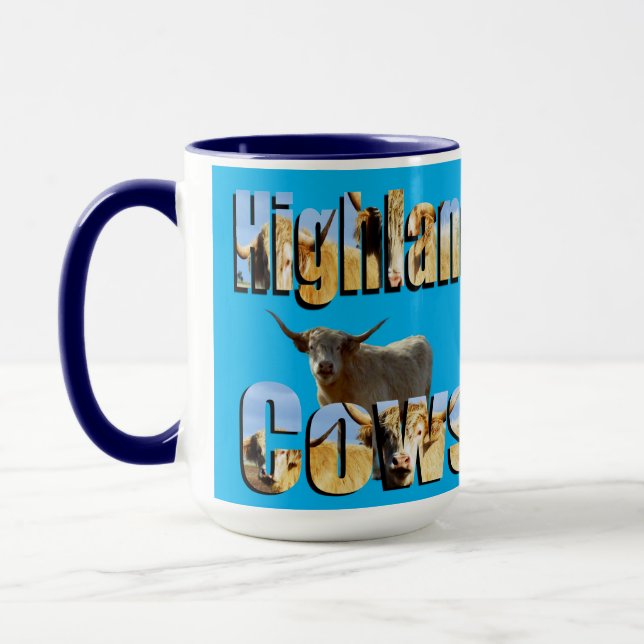 Logo photo de la vache Highland, Mug de café (Gauche)