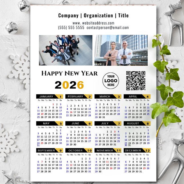 Logo photo professionnelle 2026 Calendrier QR Blac (Créateur téléchargé)