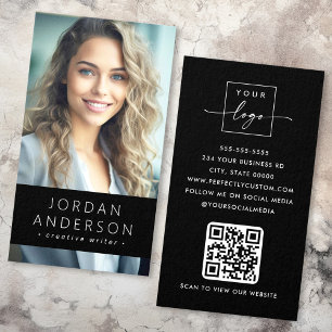 Logo photo QR code moderne noir carte de visite