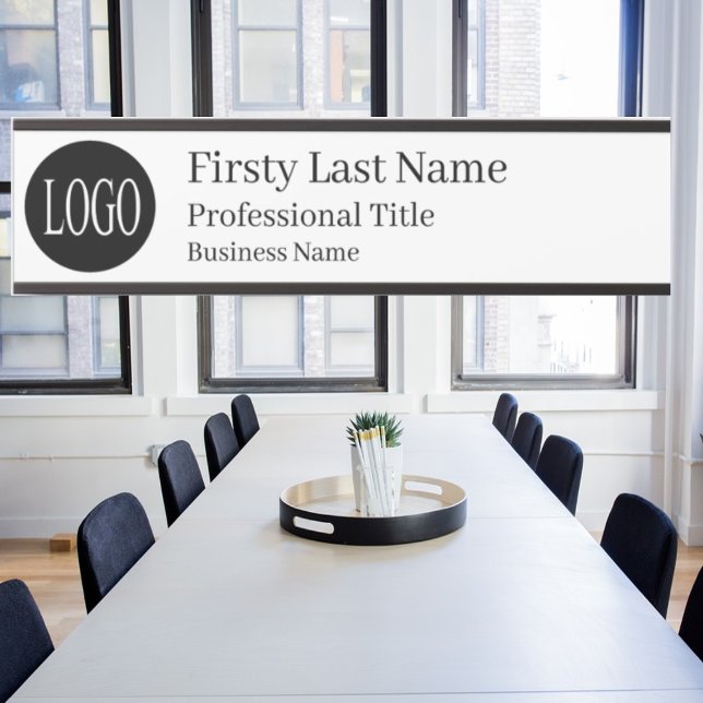 Logo Porte du bureau blanc Signes Nom Plaque (Créateur téléchargé)