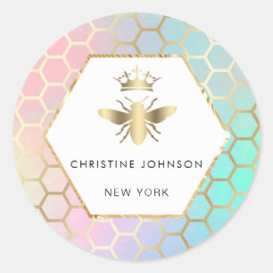 ・ logo queen bee autocollant rond classique