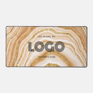 Logo Rectangulaire Moderne Faux Agate Doré