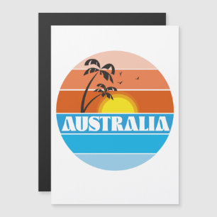 Logo rétro du coucher de soleil australien des ann