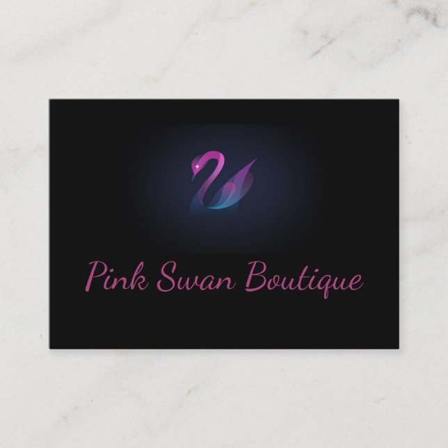 Logo rose de cygne sur le carte de visite noir (Devant)