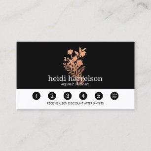 Logo rose Gold Floral sur carte de fidélité noire