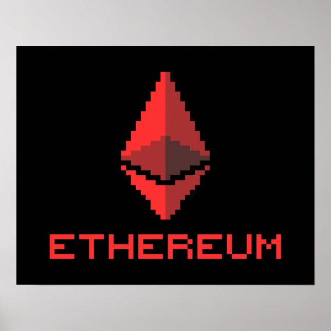 Logo rouge Ethereum ETH 8 bits | Poster (Devant)