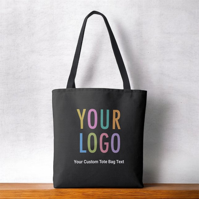Logo Sac fourre-tout noir à double face tout-sur-i (MISOOK All-Over-Print Black Tote Bag with Logo)