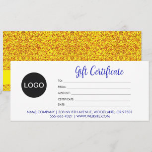 Logo & Script Chic, Gold Business Cadeau Certifica