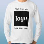 Logo Simple Avec T-shirt Entreprise Texte<br><div class="desc">Ajoutez votre propre logo et le choix du texte à cette conception. Supprimez le texte supérieur ou inférieur si vous préférez. Minimaliste et professionnel. Idéal pour l'image de marque des employés,  comme uniforme,  pour les événements d'entreprise et les salons professionnels,  ou comme produit promotionnel pour vos clients et clients.</div>