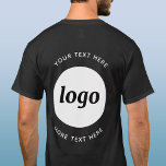 Logo Simple Avec T-shirt Entreprise Texte<br><div class="desc">Ajoutez votre propre logo et le choix de texte à cette conception unisex d'impression arrière. Supprimez le texte supérieur ou inférieur si vous préférez. Minimaliste et professionnel. Idéal pour l'image de marque des employés,  les uniformes du personnel ou comme produit promotionnel pour vos clients et clients.</div>