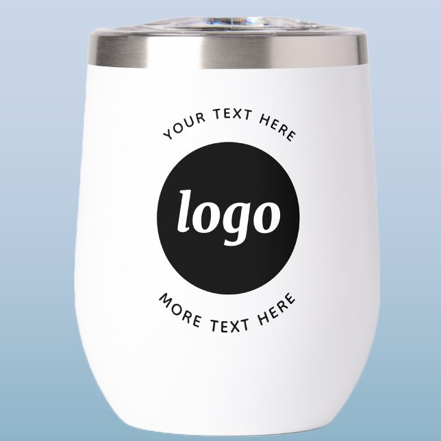Logo Simple Avec Texte Professionnel Promotionnel (Logo with custom text business branding promotional thermal tumbler)
