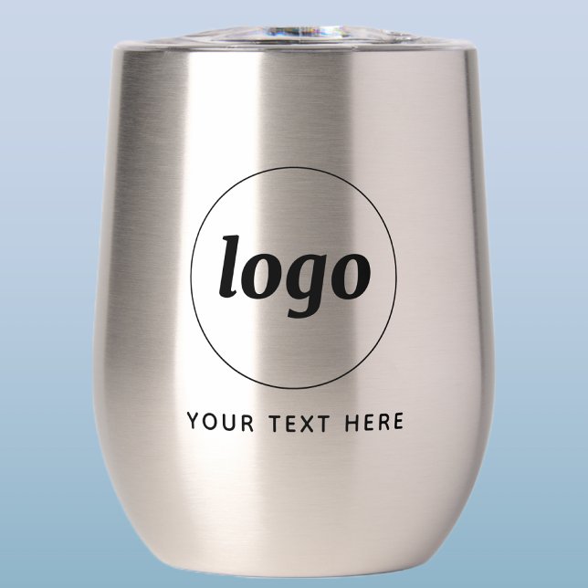 Logo Simple Avec Texte Promotionnel D'entreprise (Logo with custom text promotional business branding thermal tumbler)