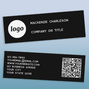 Logo simple et code QR Mini Carte de visite noir