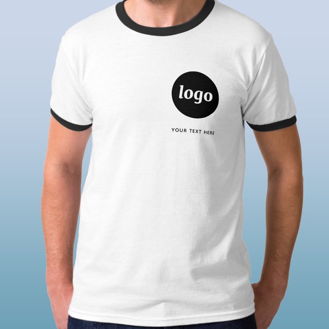 Logo simple et T-shirt Entreprise textuel (Simple logo with custom text business branding promotional ringer t-shirt)