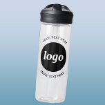 Logo simple et texte Bouteille d'eau d'entreprise<br><div class="desc">Logo simple et design de texte personnalisé pour favoriser la fidélité à la marque et promouvoir votre petite entreprise. Remplacez le logo par le vôtre, et modifiez ou supprimez le texte supérieur et inférieur pour customiser. Parfait pour des fins promotionnelles et pour donner aux employés, aux clients et aux clients....</div>
