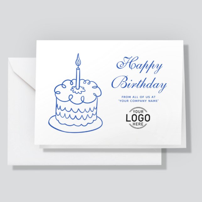 Logo Simple Gribouillis Bleu Carte D'anniversaire  (Créateur téléchargé)