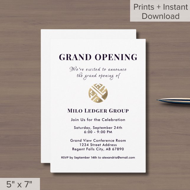 Logo Simple Luxe Grand Ouverture Invitation (Créateur téléchargé)