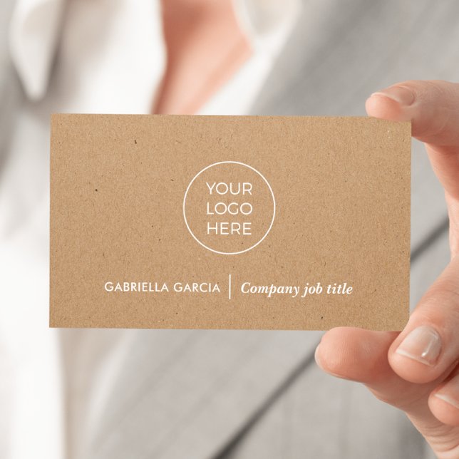 Logo simple QR Code imprimé Carte de visite Kraft (Front side of card shown in 3.5 x 2.0 inch, add your business details and QR Code on the backside.)