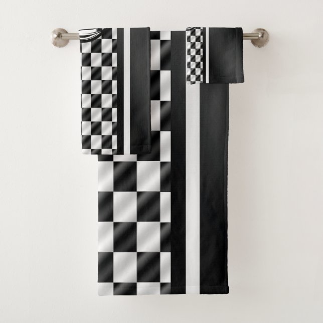 Logo Sport Noir et Blanc Damier de Course (En situation)