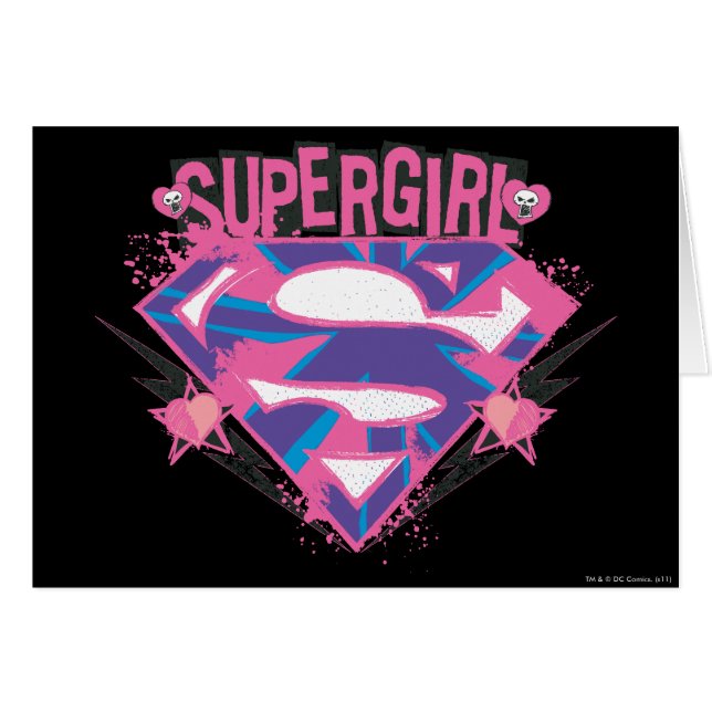 Logo Supergirl rose et violet Grunge (Devant horizontal)