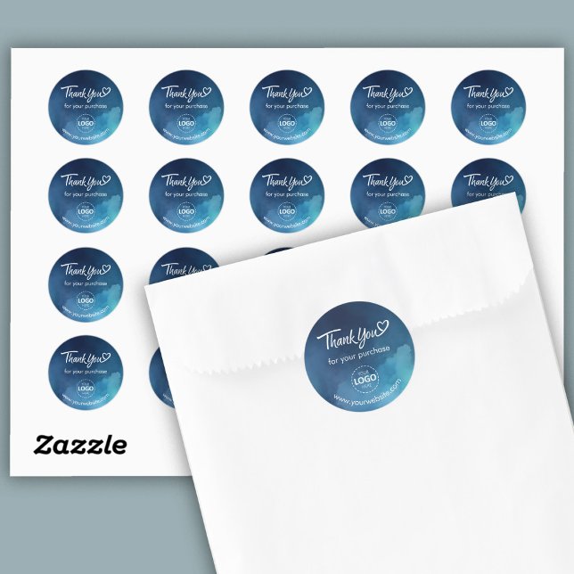 Logo sur mesure Merci / Site Web Stickers bleu feu (Créateur téléchargé)