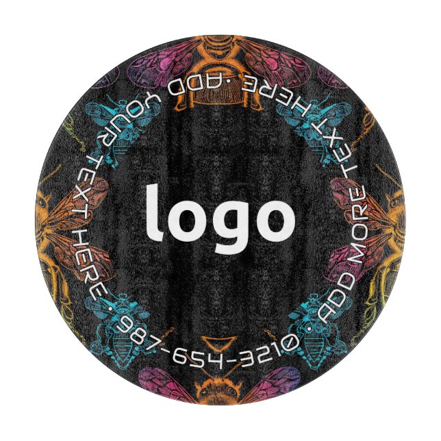 LOGO & TEXTE | Planche à découper en verre Abeille (Devant)