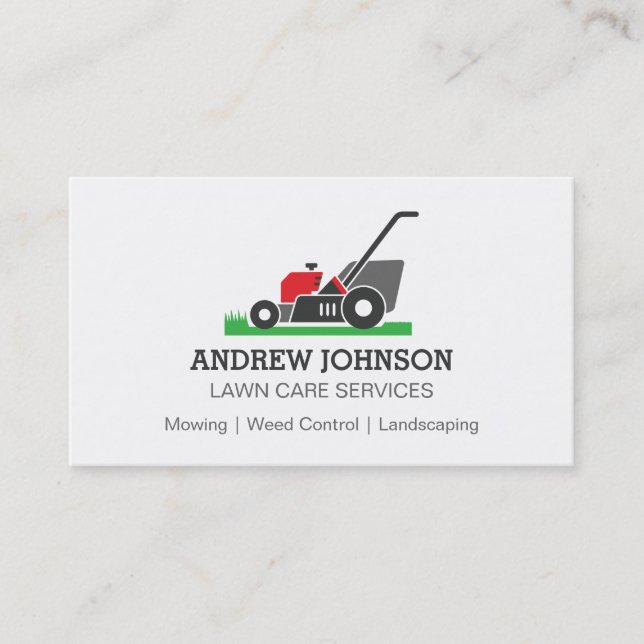 Logo tondeuse à gazon, Carte de visite pour entrep (Devant)