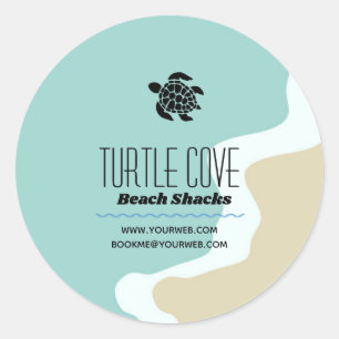 Logo Tortue à thème de la plage Étiquette ronde