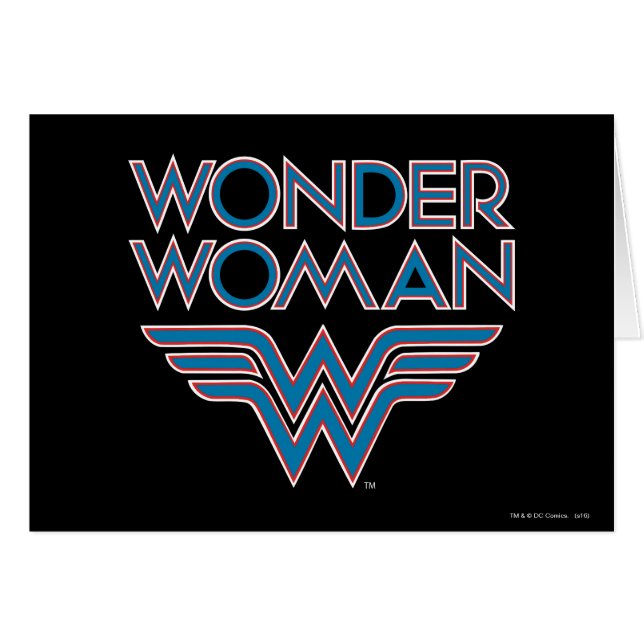Logo Wonder Woman bleu et rouge Retro (Devant horizontal)