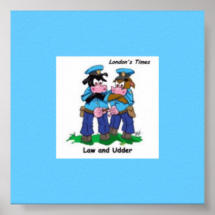 Loi & Caricature de vache drôle et laitière Poster