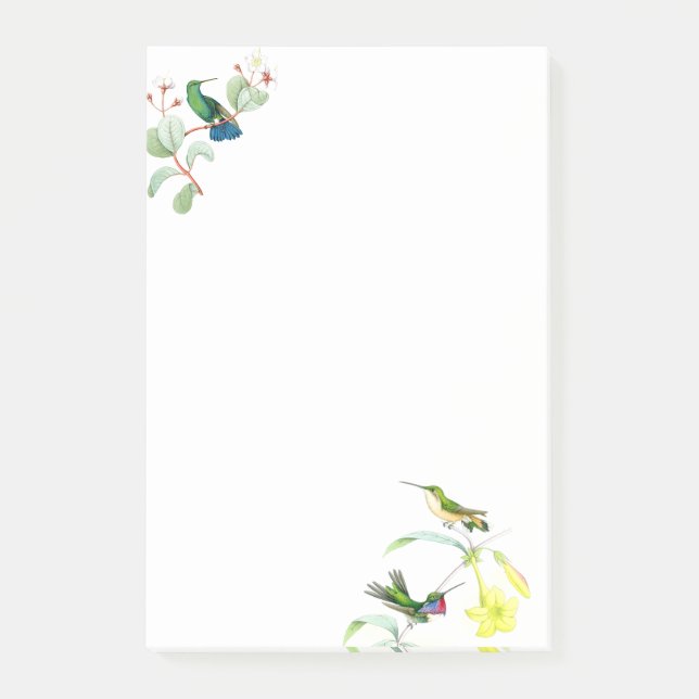 L'oiseau de colibri fleurit les notes de post-it (Devant)