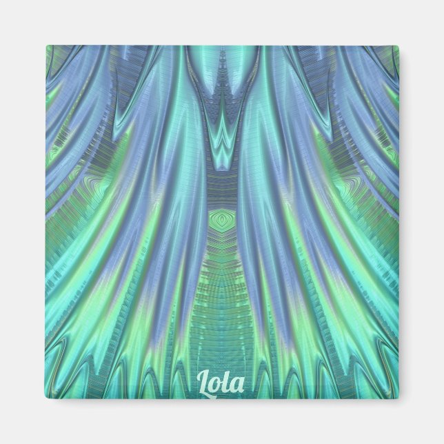 LOLA ~ Motif Abstrait ~ Cascade Verte ~ Aimant (Devant)