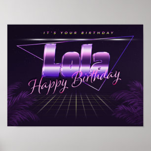 Lola Nom Vorname lila retro Poster Geburtstag