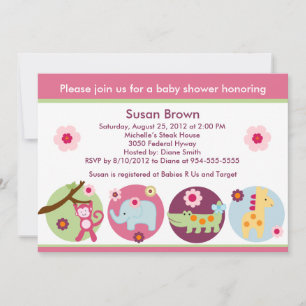 Lollipop Jungle Animaux Baby shower Invitation