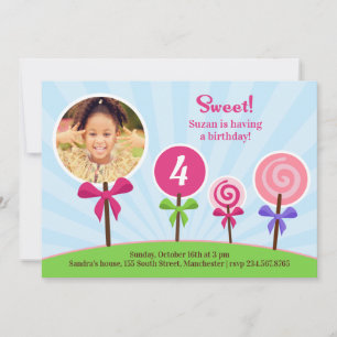 Lollypop Anniversaire Photo Appartement Invitation