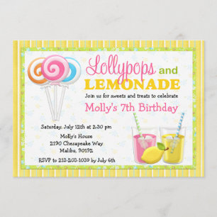Lollypops et invitation de fête d'anniversaire de