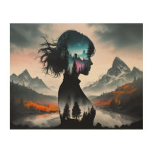 L'ombre d'une fille _bois mur art