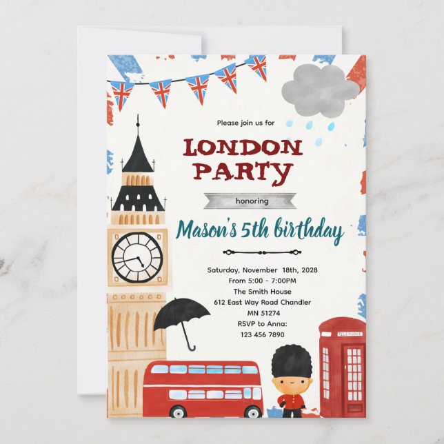 London birthday baby shower invitation (Devant)