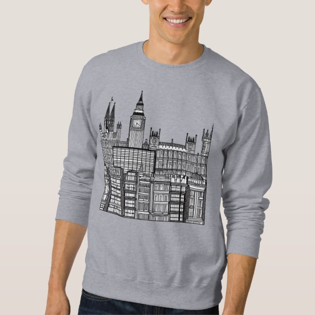 London Cityscape Sweatshirt noir et blanc (Devant)