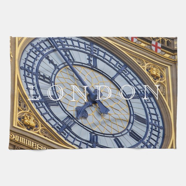 London Elizabeth Tower horloge vue thé serviette (Horizontal)