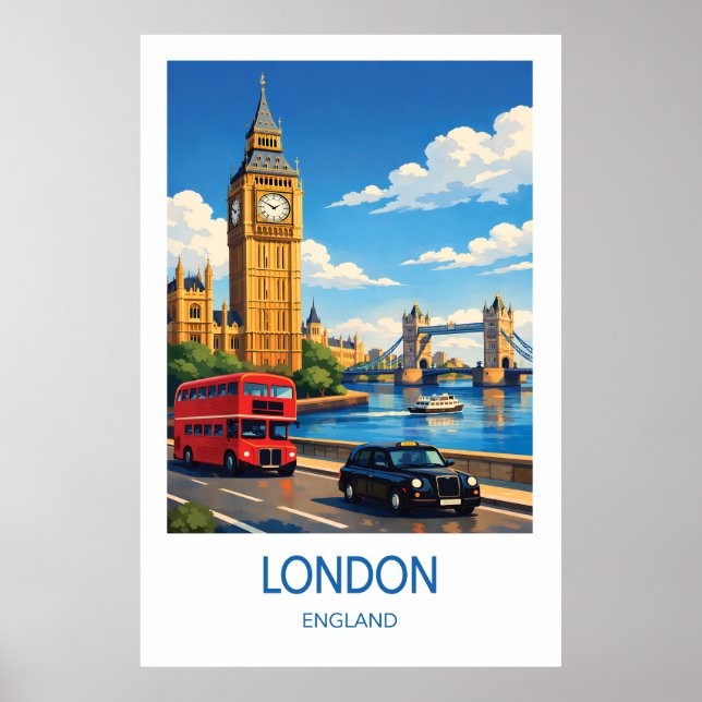 London England Travel Poster Vintage  (Devant)