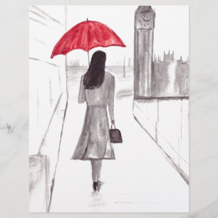 London fille avec parapluie rouge