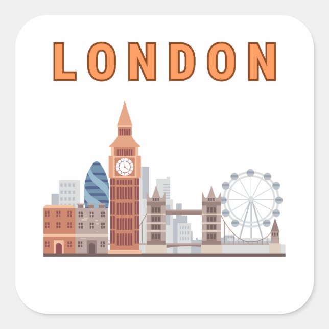 London Skyline Square Stickers (Devant)