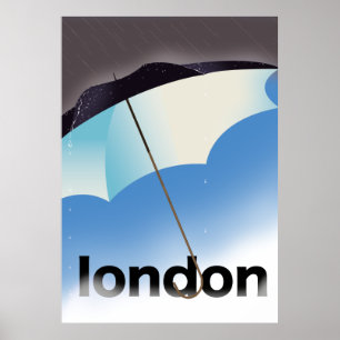 London umbrella travel poster
